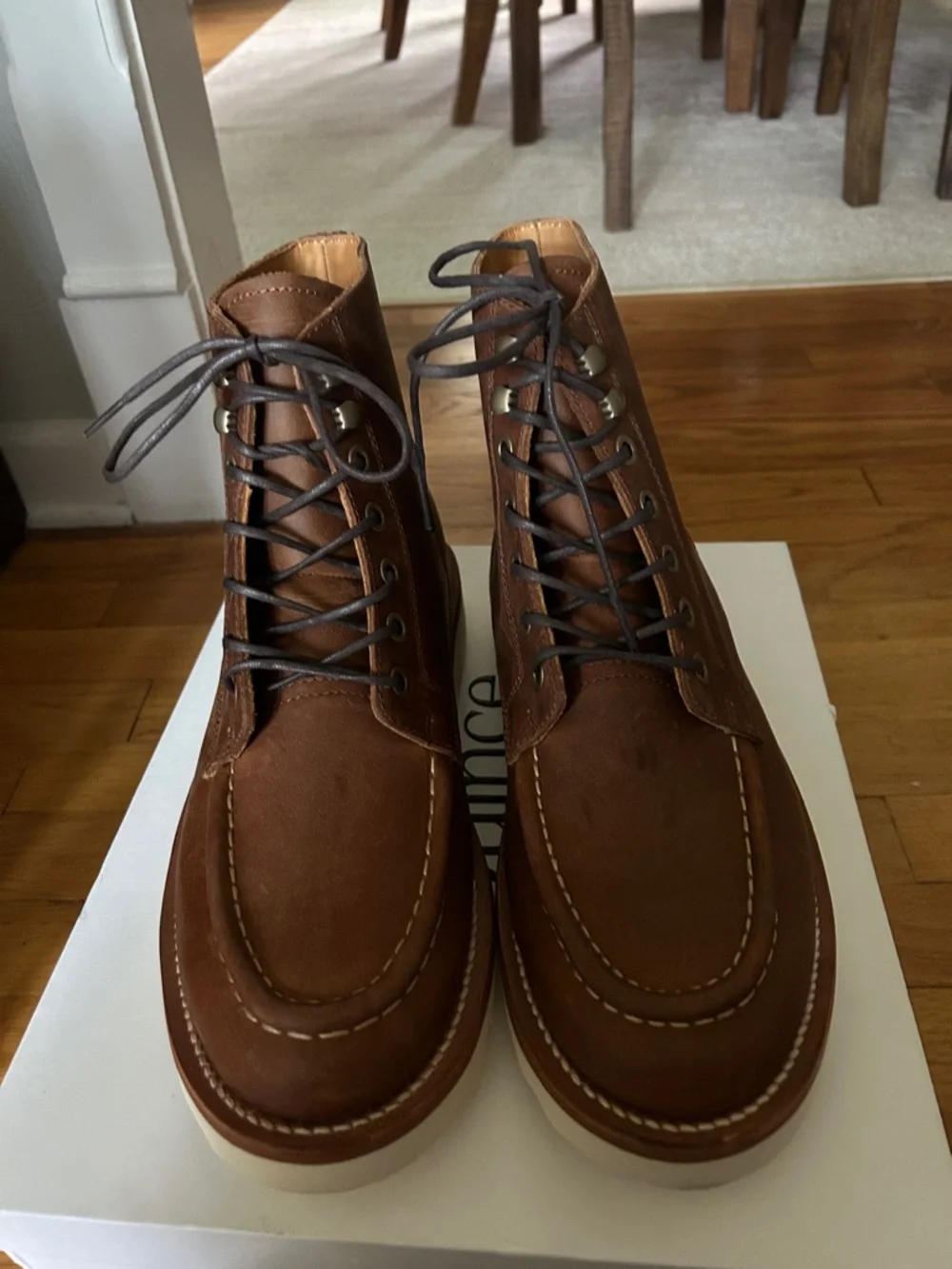 Quince crafted leather Men's‎ whiskey Moc Toe Work Boots size 10.5